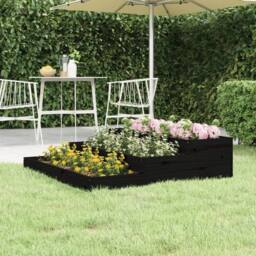 Berkfield Home Planter Black 107x107x27 cm Solid Wood Pine - Size: 107 x 107 x 27 cm - thumbnail 2