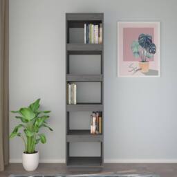 Berkfield Home Book Cabinet/Room Divider Grey 40x35x167 cm Solid Wood Pine - Size: 40 x 35 x 167 cm - thumbnail 3
