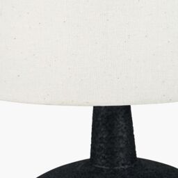 Ruma Wood Effect Textured Ceramic Table Lamp in Black - thumbnail 4