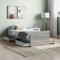 Berkfield Home Bed Frame with Headboard & Footboard Grey Sonoma 75x190 cm Small Single