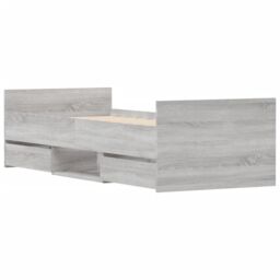 Berkfield Home Bed Frame with Headboard & Footboard Grey Sonoma 75x190 cm Small Single - thumbnail 4