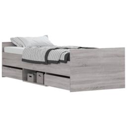 Berkfield Home Bed Frame with Headboard & Footboard Grey Sonoma 75x190 cm Small Single - thumbnail 3