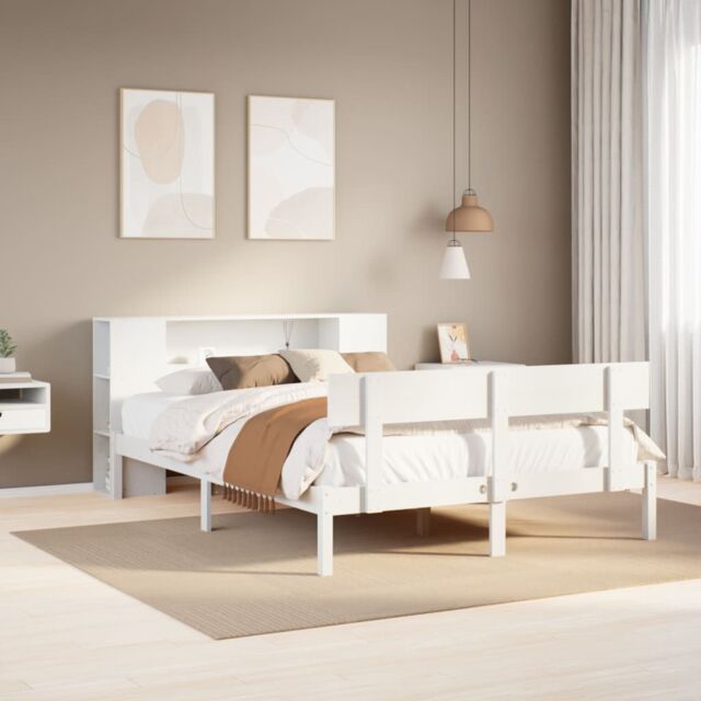 Berkfield Home Bookcase Bed without Mattress White 140x190 cm Solid Wood Pine - image 1