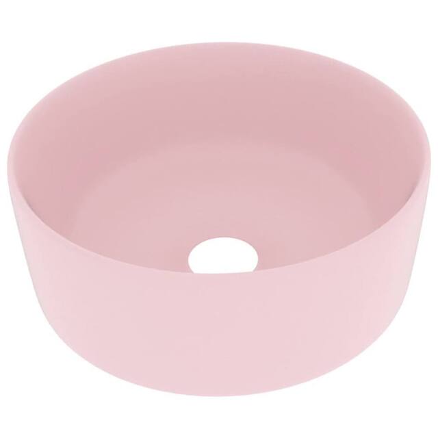 Berkfield Home Luxury Wash Basin Round Matt Pink 40x15 cm Ceramic - image 1