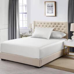 Homes-Linen 100% Egyptian Cotton 200TC Fitted Sheet 30cm Deep Pocket in White - Size: Single - thumbnail 1