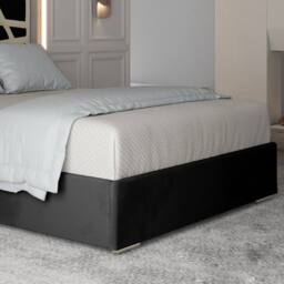 Casani Enborne Upholstered Soft Velvet Black Metal Designer Bed Frame - Size: Small Double - thumbnail 7