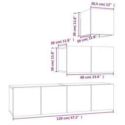Berkfield Home 4 Piece TV Cabinet Set Smoked Oak Engineered Wood in Brown - thumbnail 7