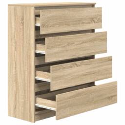 Berkfield Home Sideboard Sonoma Oak 80x35x99 cm Engineered Wood in Light Oak - Size: 80 x 35 x 99 cm - thumbnail 5