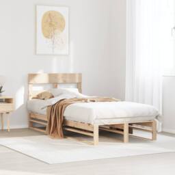 Berkfield Home Modern Bed Frame without Mattress 100x200 cm Solid Wood Pine in Natural - thumbnail 2