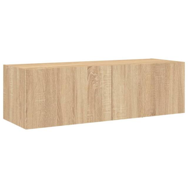 Berkfield Home TV Wall Cabinet with LED Lights Sonoma Oak 100x35x31 cm in Brown - Size: 100 x 35 x 31 cm - image 1