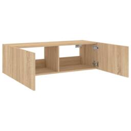 Berkfield Home TV Wall Cabinet with LED Lights Sonoma Oak 100x35x31 cm in Brown - Size: 100 x 35 x 31 cm - thumbnail 9
