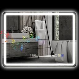 STILVORA Bathroom Mirror with Bluetooth & LED Lighting in Silver - thumbnail 5