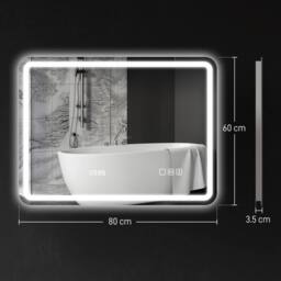 STILVORA Bathroom Mirror with Bluetooth & LED Lighting in Silver - thumbnail 4