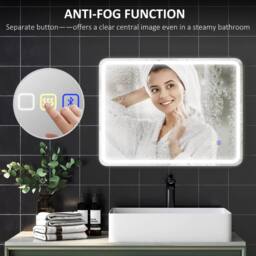STILVORA Bathroom Mirror with Bluetooth & LED Lighting in Silver - thumbnail 9