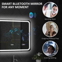 STILVORA Bathroom Mirror with Bluetooth & LED Lighting in Silver - thumbnail 7