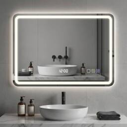 STILVORA Bathroom Mirror with Bluetooth & LED Lighting in Silver