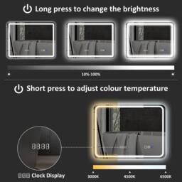 STILVORA Bathroom Mirror with Bluetooth & LED Lighting in Silver - thumbnail 8