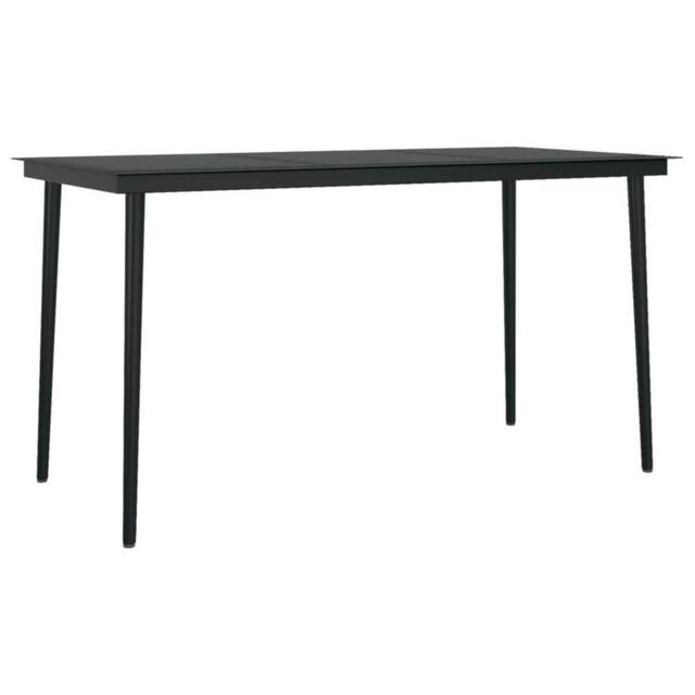 Berkfield Home Garden Dining Table Black 140x70x74 cm Steel & Glass - Size: 140 x 70 x 74 cm - image 1
