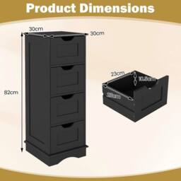 VOGREX Black Freestanding Narrow Bathroom Storage Cabinet - thumbnail 2