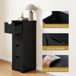 VOGREX Black Freestanding Narrow Bathroom Storage Cabinet - thumbnail 4