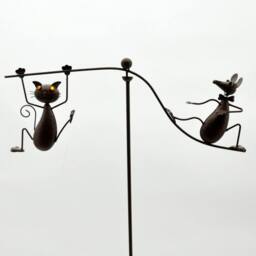 "Minster 50"" Cat & Mouse Garden Weathervanes Spinner - L80 x W80 x H130 cm in Dark Brown"