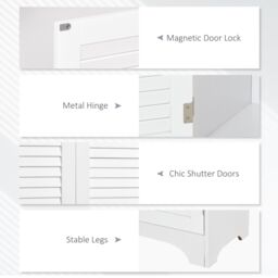 HOMCOM Tall Freestanding Bathroom Cabinet Retro Shutters 3 Shelves in White - thumbnail 6