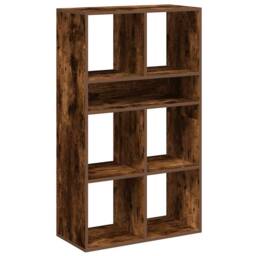 Berkfield Home Decorative Book Cabinet Smoked Oak 66x31x112 cm Engineered Wood in Dark Brown - Size: 66 x 31 x 112 cm - thumbnail 3
