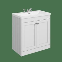 Balterley 800mm Floor Standing 2 Door Unit & Minimalist Basin 3 Tap Hole - White - thumbnail 1