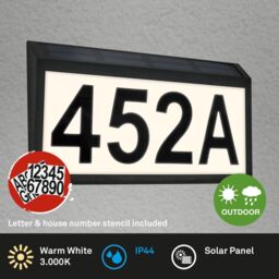 BRILONER IP44 Solar House Number Outdoor Light in Black - thumbnail 3