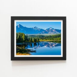 "Warren Reed - Designer Summer Mountain Lake Framed Art Print in Black - Size: W16"" x H24""" - thumbnail 1