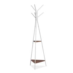 VOGREX White Metal Floor Standing Coat Rack 6 Hooks Garment Hat Hanger - thumbnail 3