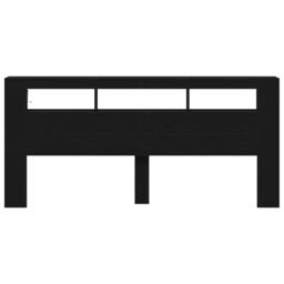 Berkfield Home Storage Headboard with LED Lights Black Oak 220x18, 5x103, 5 cm - thumbnail 6