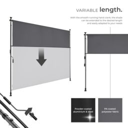 tectake Retractable Awning Taija in Dark Grey - Size: 200 cm x 310 cm - thumbnail 3