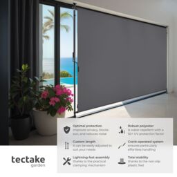 tectake Retractable Awning Taija in Dark Grey - Size: 200 cm x 310 cm - thumbnail 2