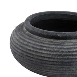 Lemon Pavilion Furniture and Decor Amalfi Round Ribbed Planter - Ceramic - L41 x W41 x H19 cm - Grey - thumbnail 2