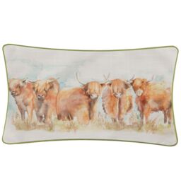 Voyage Maison Highland Cattle Reversible Piped Outdoor Cushion - Size: 30 cm x 50 cm - thumbnail 2