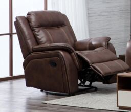 Furnishings For Less UK New Hampshire 3 Piece Sofa Suite Reclining Armchairs Leatherair Leather 3 + 1 + 1 in Tan - thumbnail 3