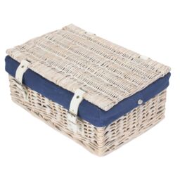 Red Hamper Wicker 35cm Empty Whitewash Picnic Basket with Back Lining in Natural - thumbnail 3