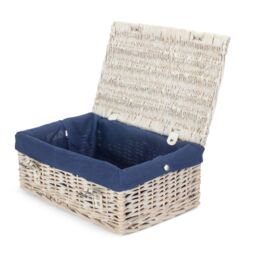 Red Hamper Wicker 35cm Empty Whitewash Picnic Basket with Back Lining in Natural - thumbnail 1