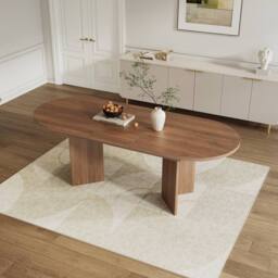 BTM 120-160cm Oval Extendable Dining Table 4-6 Seater Walnut