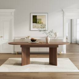 BTM 120-160cm Oval Extendable Dining Table 4-6 Seater Walnut - thumbnail 2