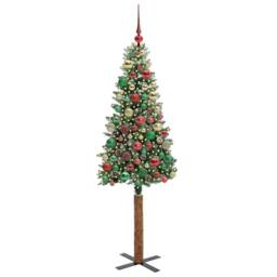 Berkfield Home Slim Christmas Tree with 300 LEDs Green & White 180 cm - thumbnail 3