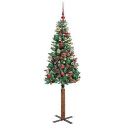 Berkfield Home Slim Christmas Tree with 300 LEDs Green & White 180 cm - thumbnail 6