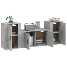 Berkfield Home 3 Piece TV Cabinet Set Concrete Grey Engineered Wood - thumbnail 3