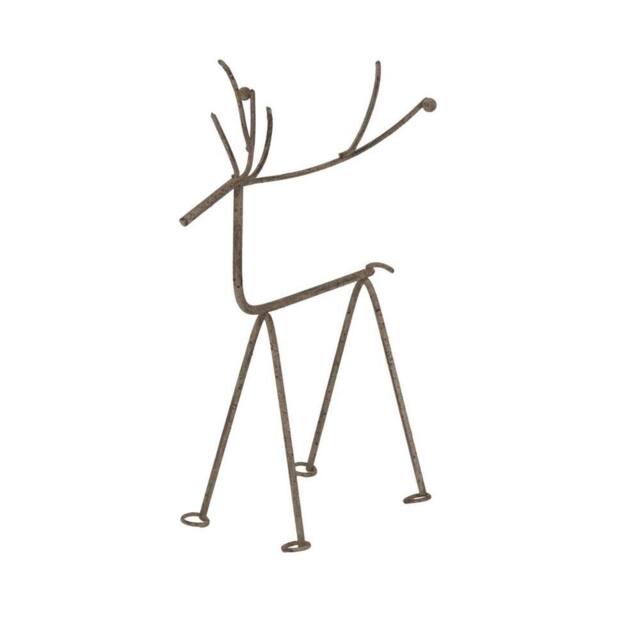 Lemon Pavilion Furniture and Decor Medium Rustic Reindeer on Stand Decoration - L11xW20xH29 cm - Silver in White