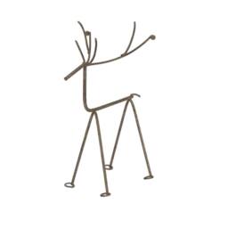 Lemon Pavilion Furniture and Decor Medium Rustic Reindeer on Stand Decoration - L11xW20xH29 cm - Silver in White - thumbnail 1