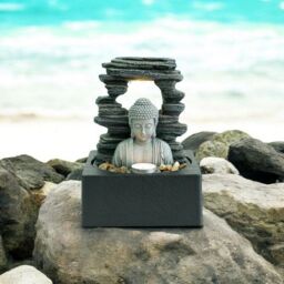 Minster Table-Top Fountain - L18 x W18 x H24 cm in Grey - Size: 1 Pack