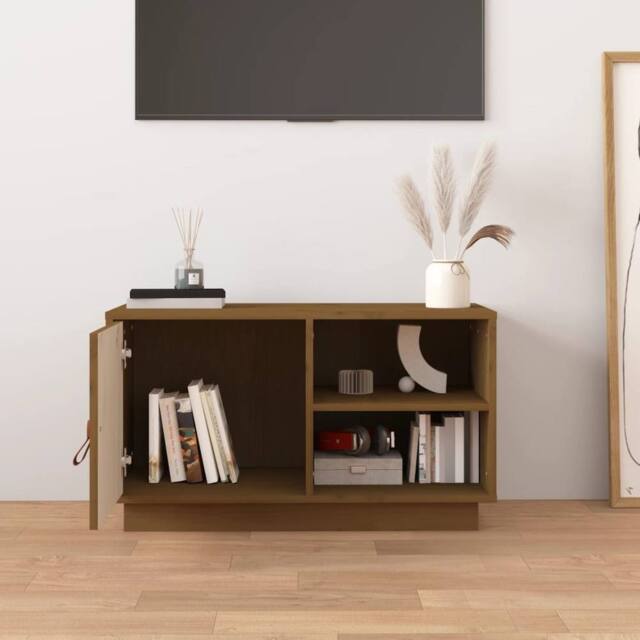 Berkfield Home TV Cabinet Honey Brown 70x34x40 cm Solid Wood Pine - Size: 70 x 34 x 40 cm - image 1