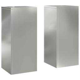 Berkfield Home Outdoor Plant Stands Pillar 2 pcs 24x24x55 cm Galvanised Steel in Grey - Size: 24 x 24 x 55 cm - thumbnail 3