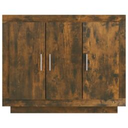 Berkfield Home Sideboard Smoked Oak 92x35x75 cm Engineered Wood in Brown - Size: 92 x 35 x 75 cm - thumbnail 5
